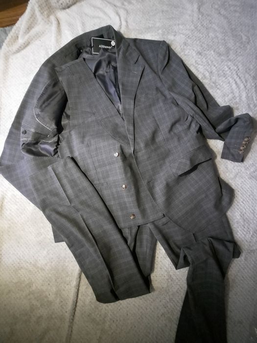 Garnitur 3-częściowy męski XL w kratę