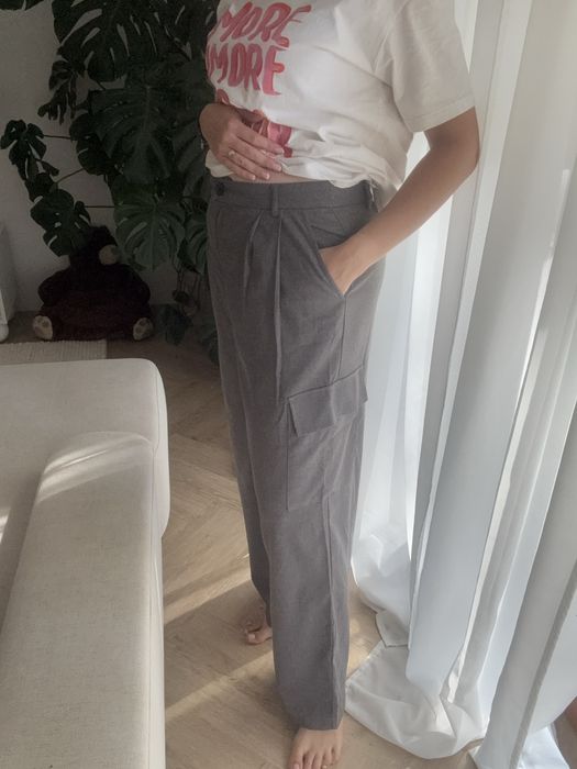 Szare spodnie XL bojowki eleganckie codzienne