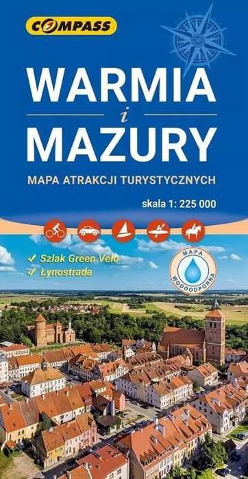 Mapa atrakcji turystycznych Warmia i Mazury. Wydawnictwo Compass