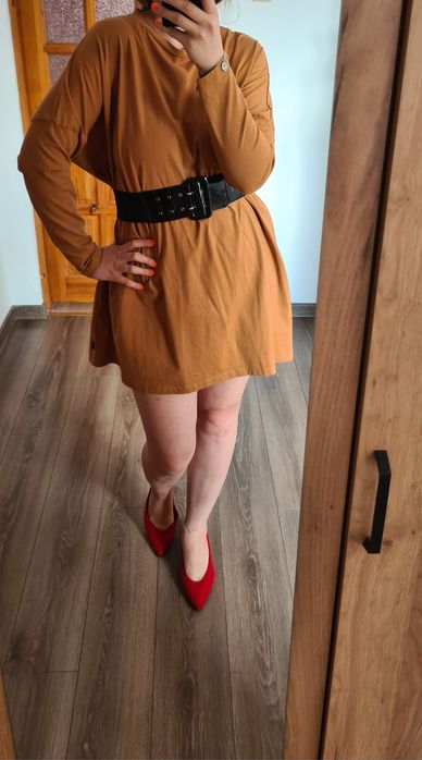 Oversize krotka sukienka tunika bawełna organiczna