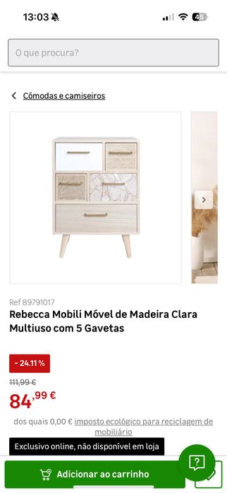 Mesa de cabeceira com 5 gavetas