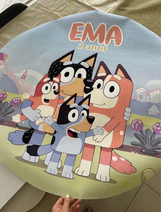 Placard circular bluey decoração de festas