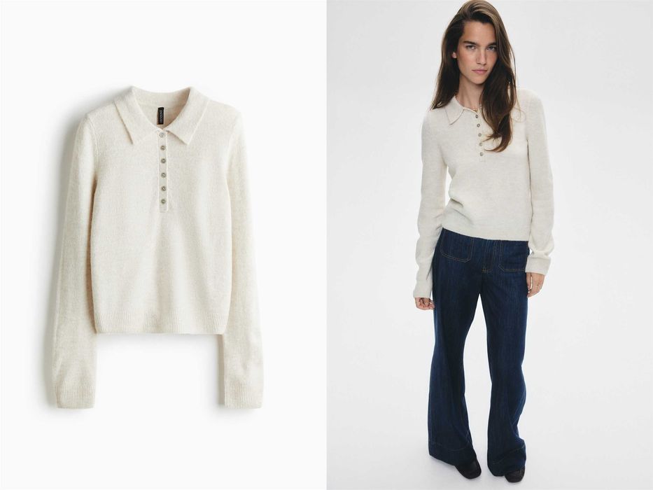 Sweter polo L nowa kolekcja beżowy wełna pulower PROMOCJA