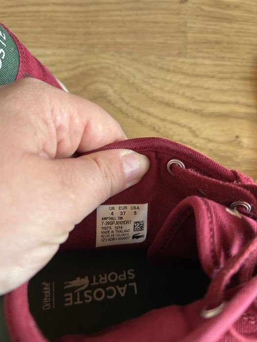 Bordowe Tenisowki Lacoste z wysoka cholewka. 37