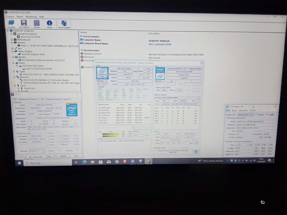 DELL E5440 Intel Core i5 8GB SSD/HDD Win Zasilacz Dell Bateria 2-3-4h