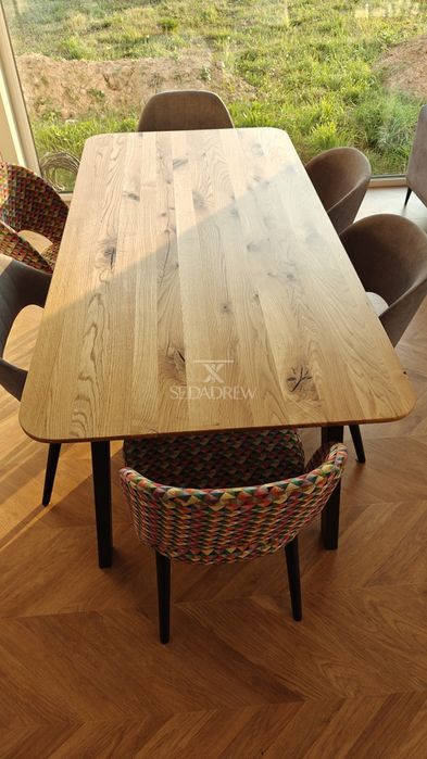 Stół stolik drewniany dębowy loft blat lity  oflis rozkładany