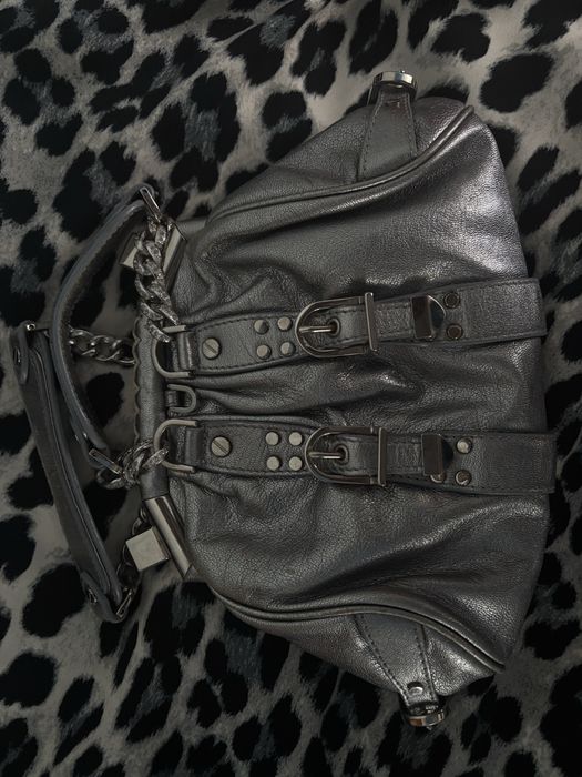Versace silver Leather Madonna Framed Satchel Versace