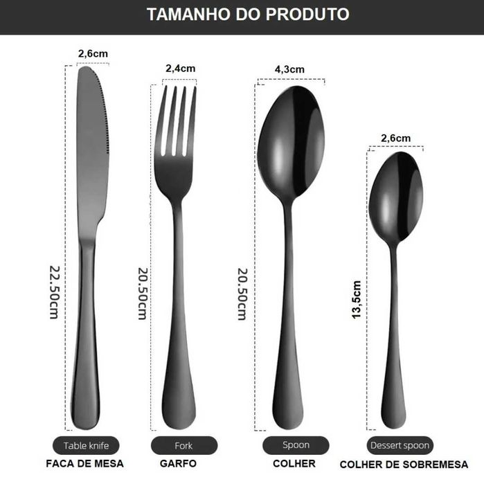 Talheres Pretos em Aço Inoxidável