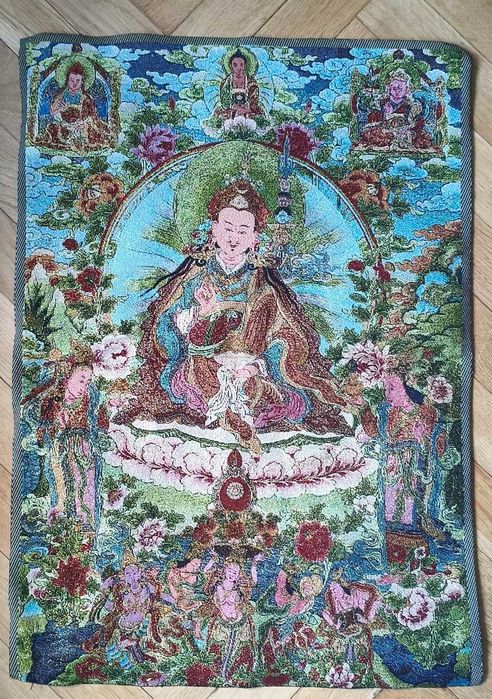 Tanka buddyjska materiałowy obraz haft thangka buddyzm Padmasambhava