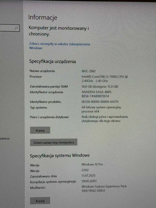 Intel NUC7i3bnk 16GB 128SSD WIN 11 - Mini komputer