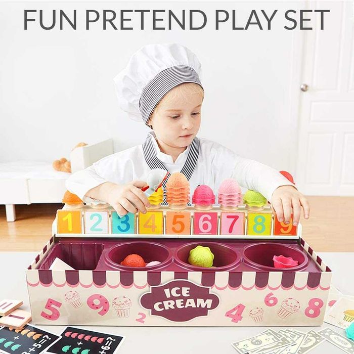 Gelataria de brinquedo, jogo educativo de matemática e lógica