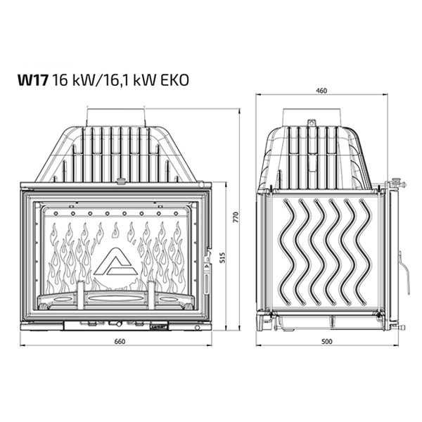 Камінна топка Kaw Met w 17 Eco 16.1 кВт.. є різні моделі.