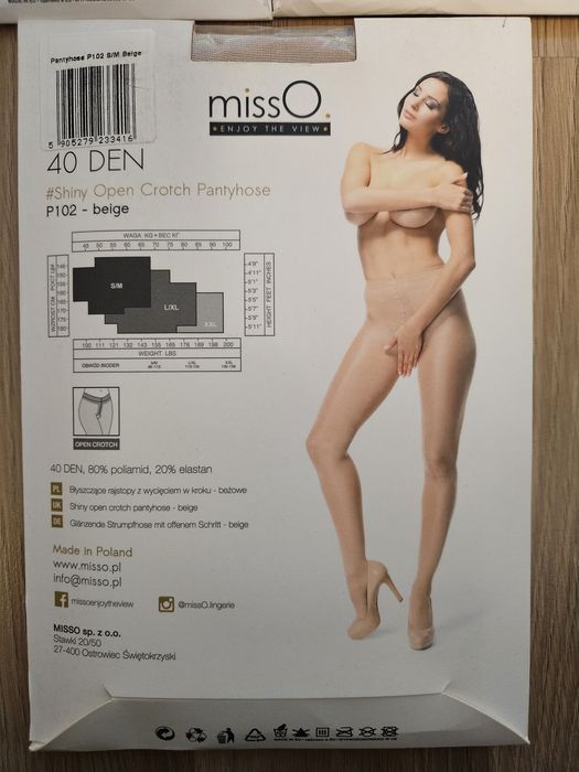 Rajstopy missO, P102, beige, open crotch S/M
