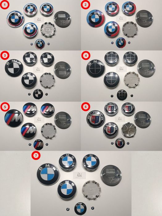 Conjunto 9x emblema BMW Várias cores