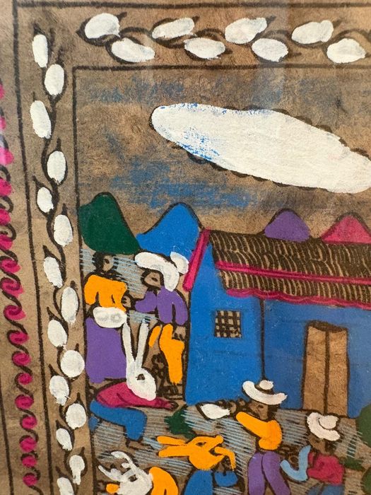 Quadro Arte Folclórica Mexicana — Pintura Original em Papel Amate