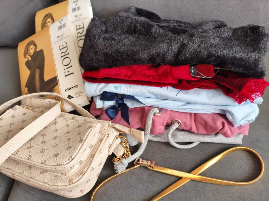 Mini paczka ubrań s/m plus torebka