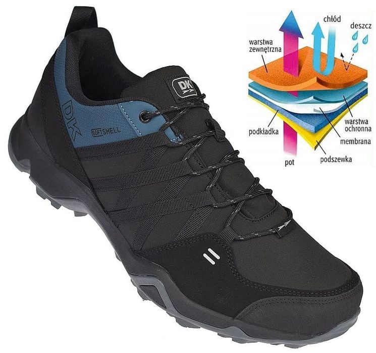 Duże Buty trekkingowe męskie DK VB17282 BL Softshell rozm. 49