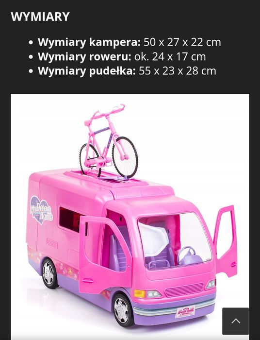 Kamper dla lalek barbie, rower i akcesoria duży samochód bus