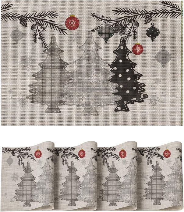 Podkładki na stół świąteczne PVC - 4 szt. - 30x45 cm, niebieskie