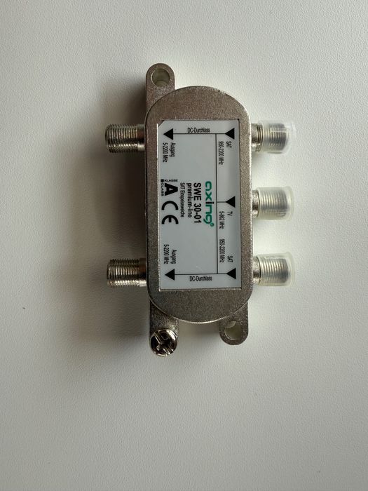 Kabel antenowy Televes T-100, DSE dc bloker, AXING sumator SWE 30-01