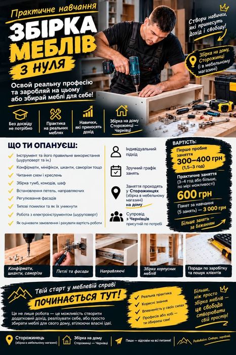 Навчання по зборці меблів (уроки з нуля для всіх)