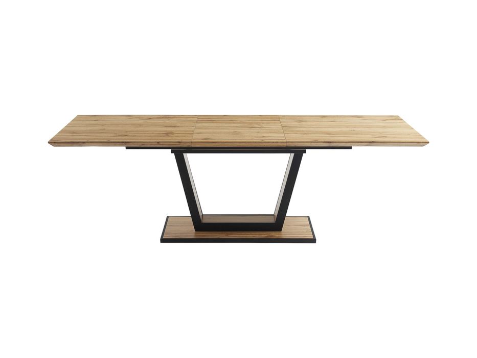 Mesa de jantar extensível 6 a 10 lugares em MDF e metal natural e preto