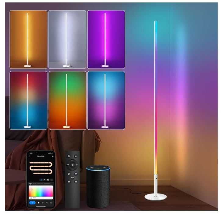 Inteligentna lampa podłogowa 147cm Wifi sterowanie pilotem/aplikacją