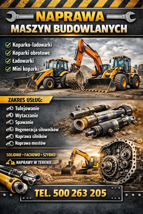 Naprawa maszyn budowlanych  tulerowanie ,napawanie