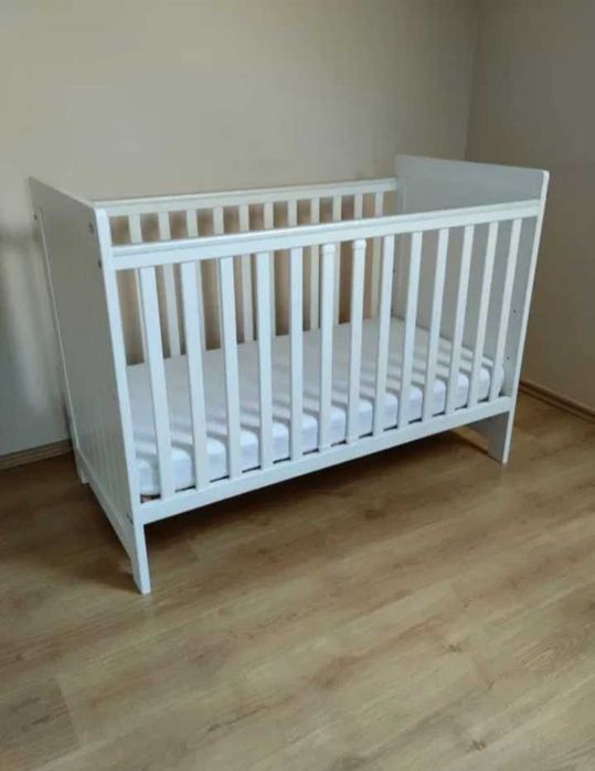 Łóżko Dziecięce CLASSIC 120x60cm Białe Klupś + materac Rucken Aero