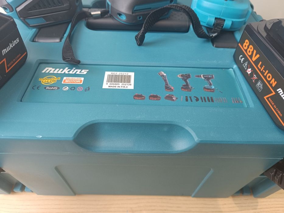 Conjunto 3 Maquinas Mukins Brushless 88V - Pack Profissional com Mala