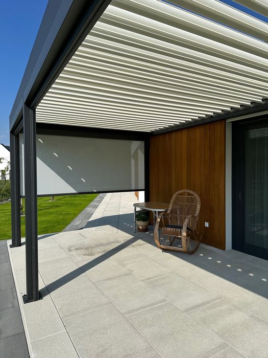 Pergole Tarasowe 4x7 z MONTAŻEM, Automatyczny Dach i Oświetlenie LED