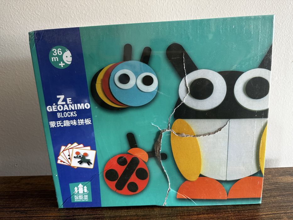 Układanka drewniana zwierzątka figury geometryczne