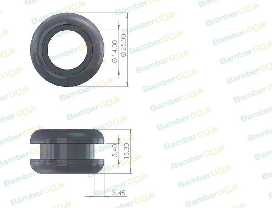 Gumowa przelotka szyby fi 14mm z tulejką
