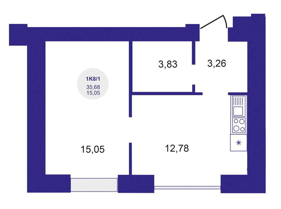 Продаж готової квартири в ЖК Атмосфера (35,2 м.кв., газ)