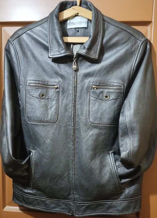 Мужская  кожаная куртка, черная  XL- 50/52