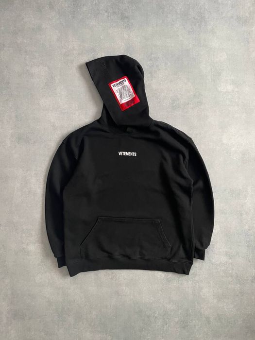 Торг! Черное худи Vetements unisex balck hoodie, patch logo hood / M-L