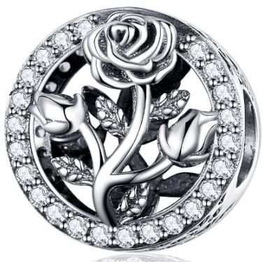Charms romantyczna róża srebro s925