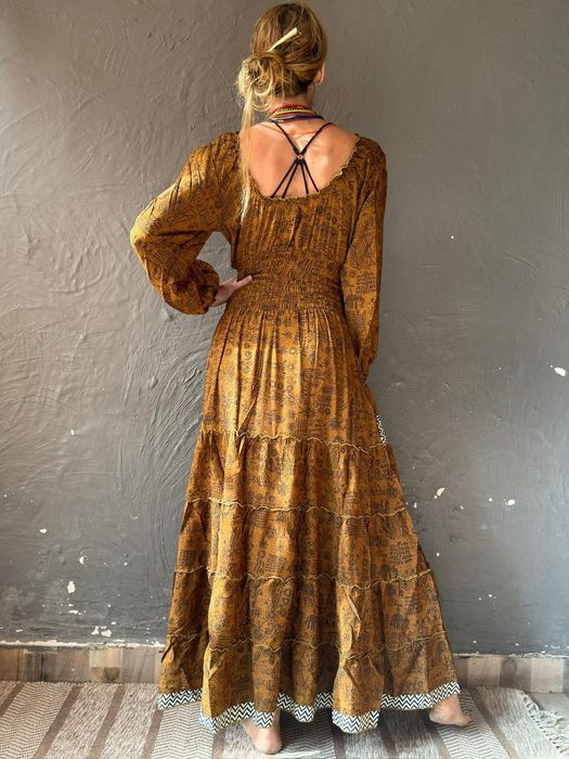 Sukienka długa boho upcykling Indie