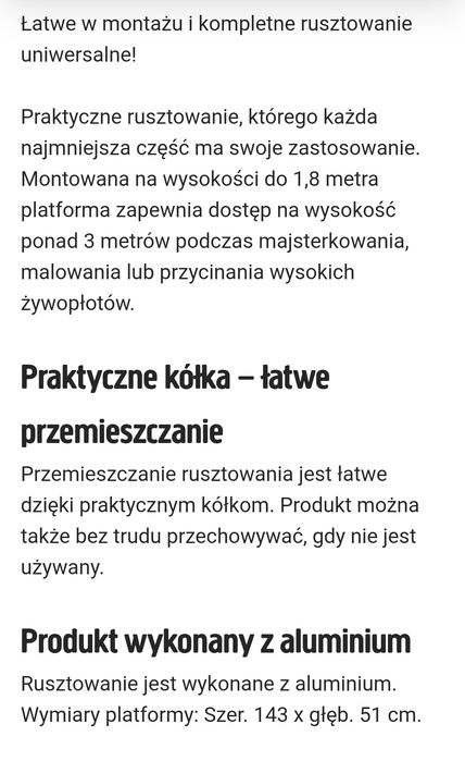 Rusztowanie uniwersalne 3,1 m z Jula