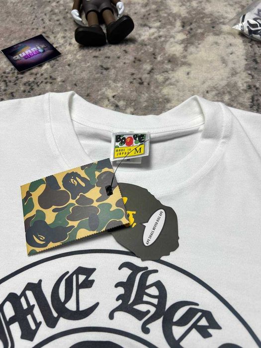 Футболка білого кольору Bape baby milo x Chrome Hearts з лого