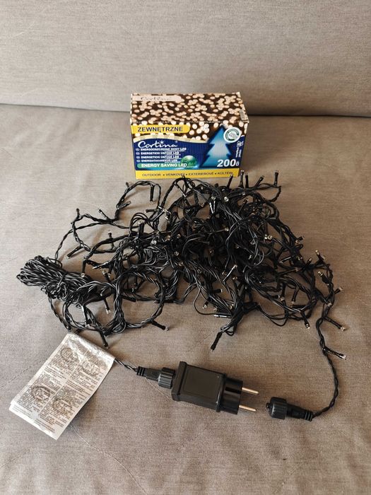 Cortina lampki choinkowe 200 LED zewnętrzne świąteczne ciepły biały