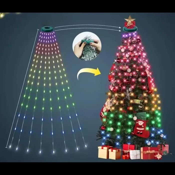 Гирлянда Конский хвост от USB, 2м, 10 нитей, 200LED + пульт Смарт