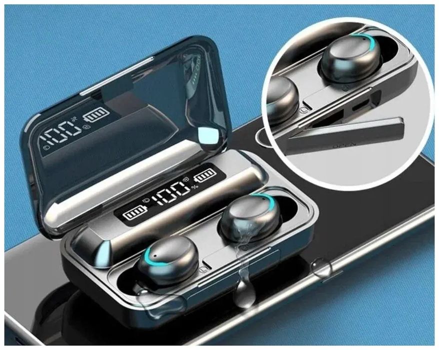 Навушники F9 TWS V5.0 Бездротові сенсорні Bluetooth з індикатором заря