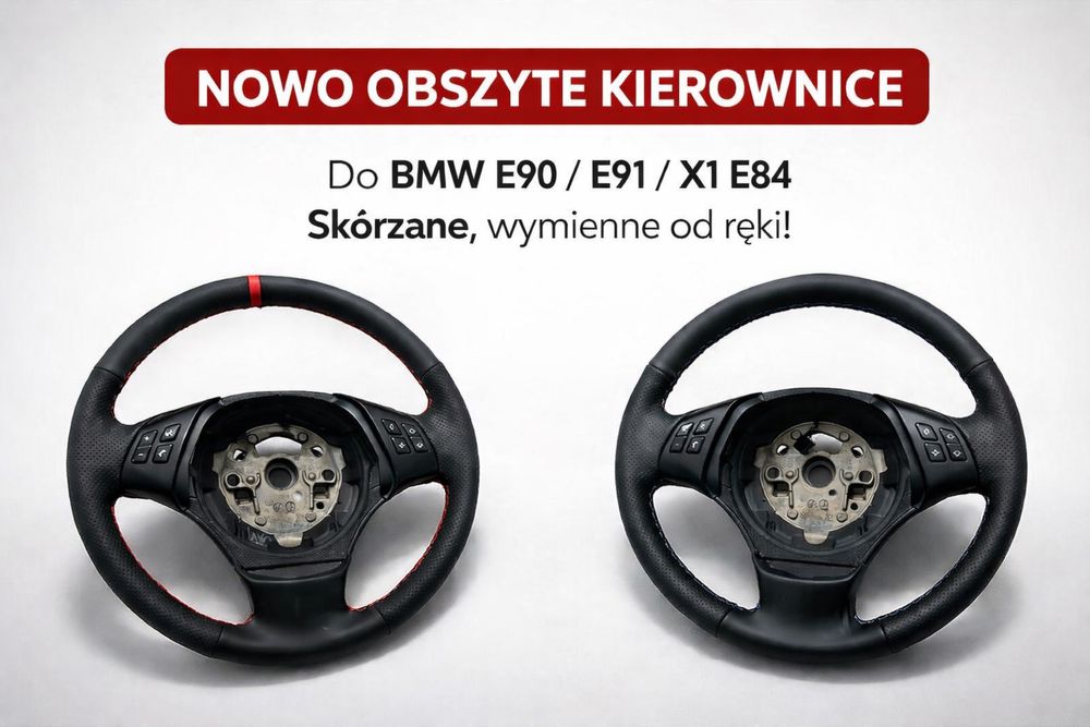 Kierownica nowo obszyta | BMW E90/E91/X1 E84 | skóra MPakiet/czerwona