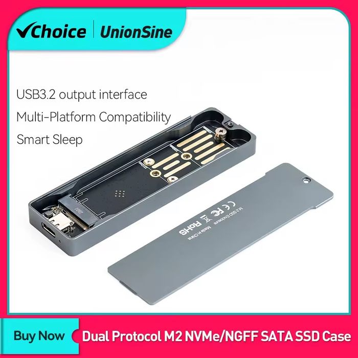 Кишеня для SSD UnionSine Dual Protocol M2 NVMe 10Gbps USB3.1
