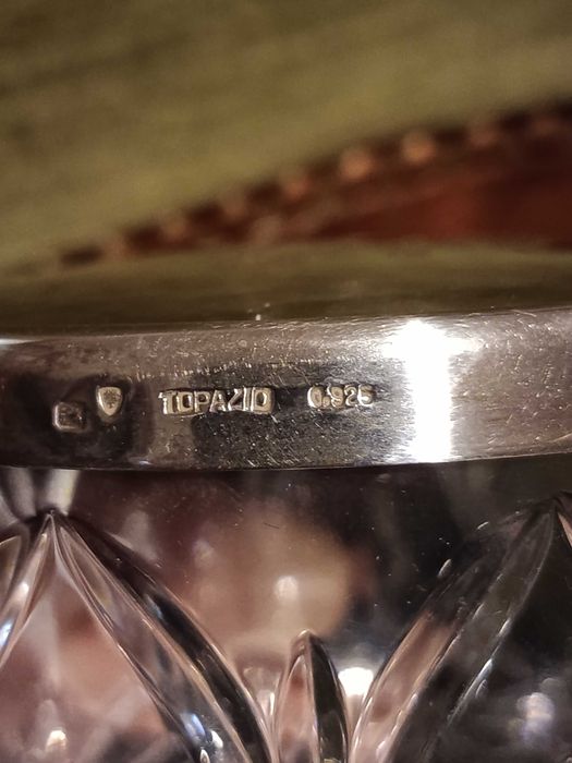 Caixa Cristal Atlantis e Prata Contrastada  925 Topázio 9,5 cm 81 gr