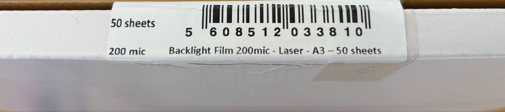 Papel Backlit/Backlight A3 Laser Pack 50 UN