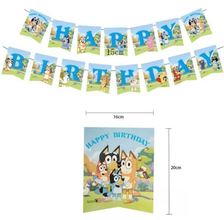 Bluey Bingo pieski zestaw urodziny balony girlanda topper tort obrus