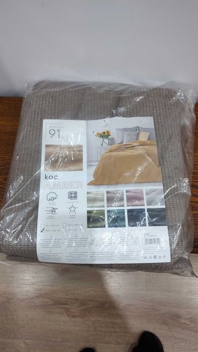 Koc narzuta bawełniana brązowa 180x220