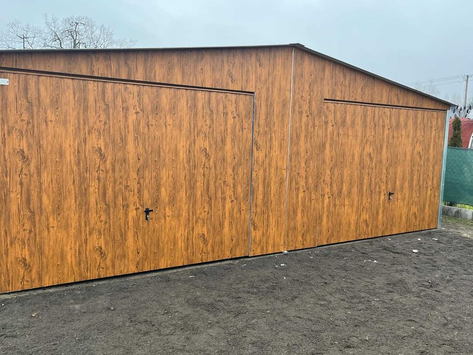 Garaż blaszany 7x6 Drewnopodobny
